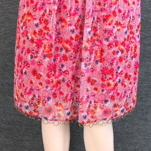Tahari Seliah Dress Floral With Gold Chain Accents NWT - Picture 5 of 14